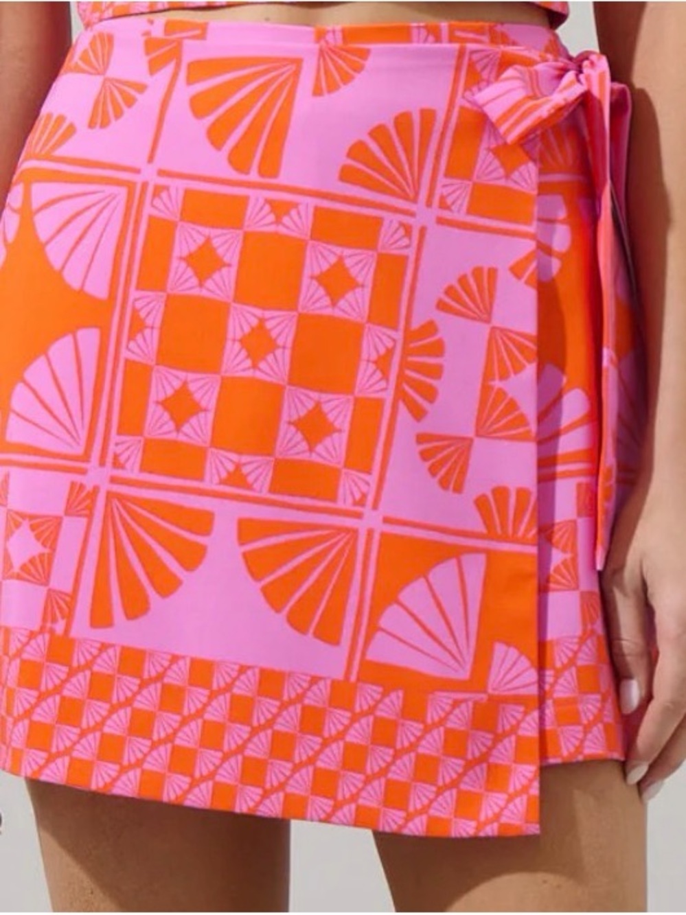 Sugarlips Hot Pink and Orange Patterned Wrap Skirt